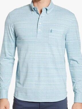 Johnnie-O Brummer Popover Niagara Blue Long Sleeve Polo Shirt Size XL